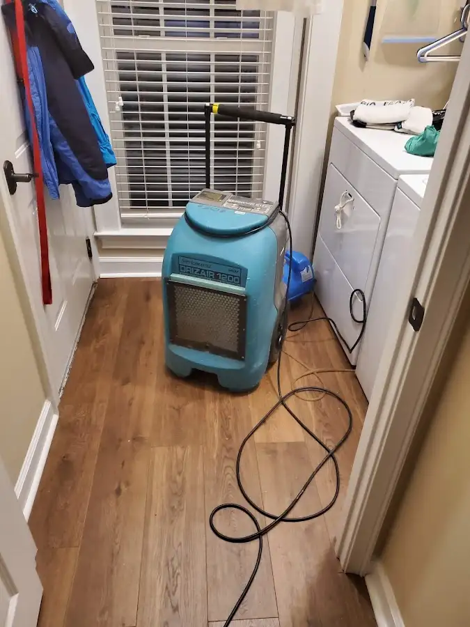 Commercial dehumidifier deployed for Flood Damage Cleanup in Wake Forest